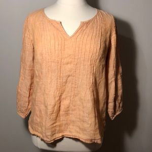 Pleated orange linen top